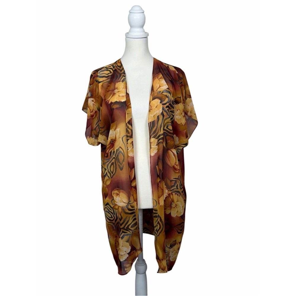 Vintage Secret Treasures Floral Kimono Duster Robe Cover Up Boho Festival M/L